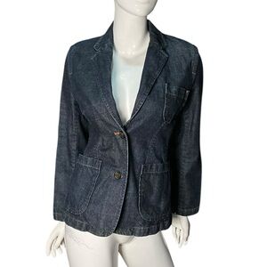 Vintage Y2K GAP Dark Blue‎ raw Denim Blazer 8 notch collar